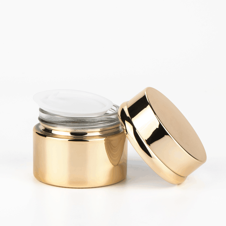 cosmetic face cream packaging container frosted clear blue green amber 20ml 30ml 50ml glass cream jar with aluminum cap