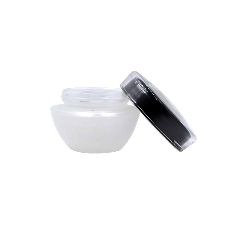 cosmetic frosted glass container black lid skincare eye cream lotion glass jar