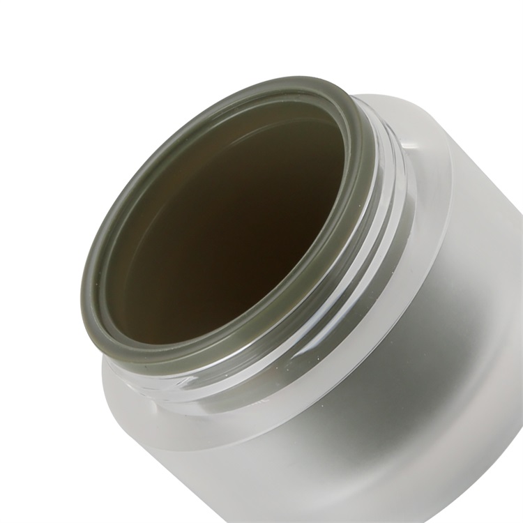 cosmetic frosted glass container with black wooden cap cosmetic eye cream lotion glass jar