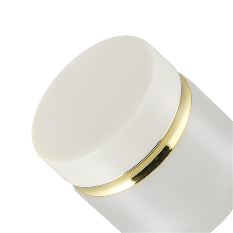 cosmetic frosted glass container with black wooden cap cosmetic eye cream lotion glass jar