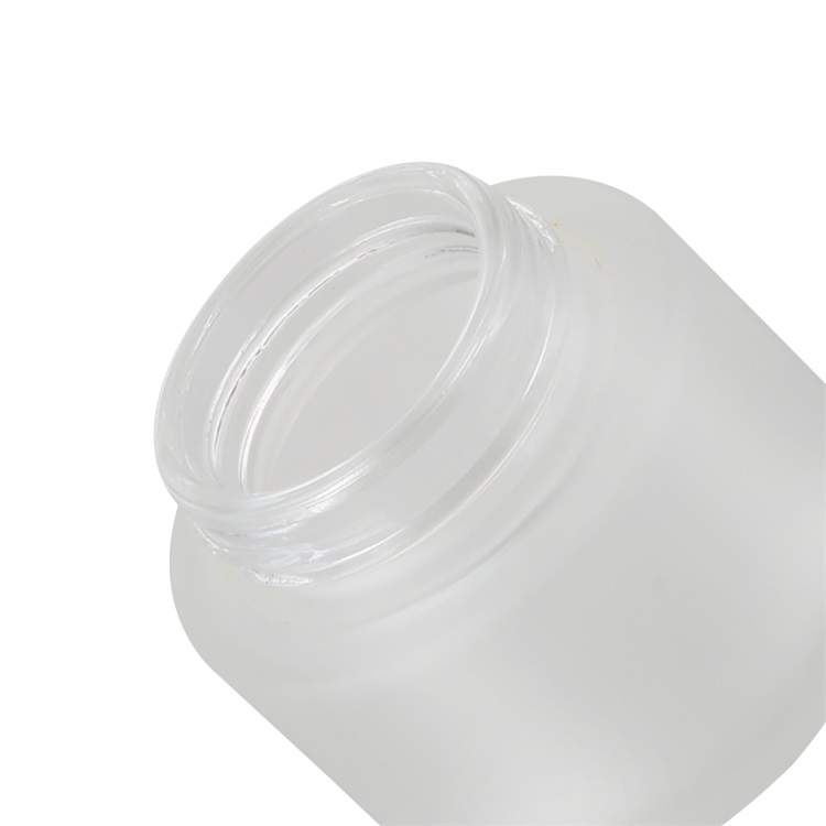 cosmetic frosted glass container with black wooden cap cosmetic eye cream lotion glass jar