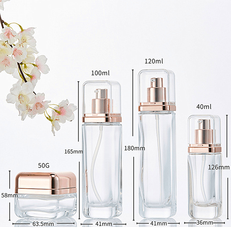 cosmetic glass/acrylic jar/bottles luxury cosmetic jar sets white and gold top 4 ounce cosmetic jar set