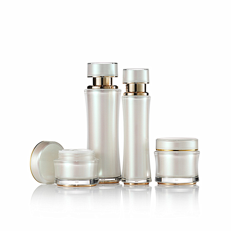 cosmetic glass/acrylic jar/bottles luxury cosmetic jar sets white and gold top 4 ounce cosmetic jar set