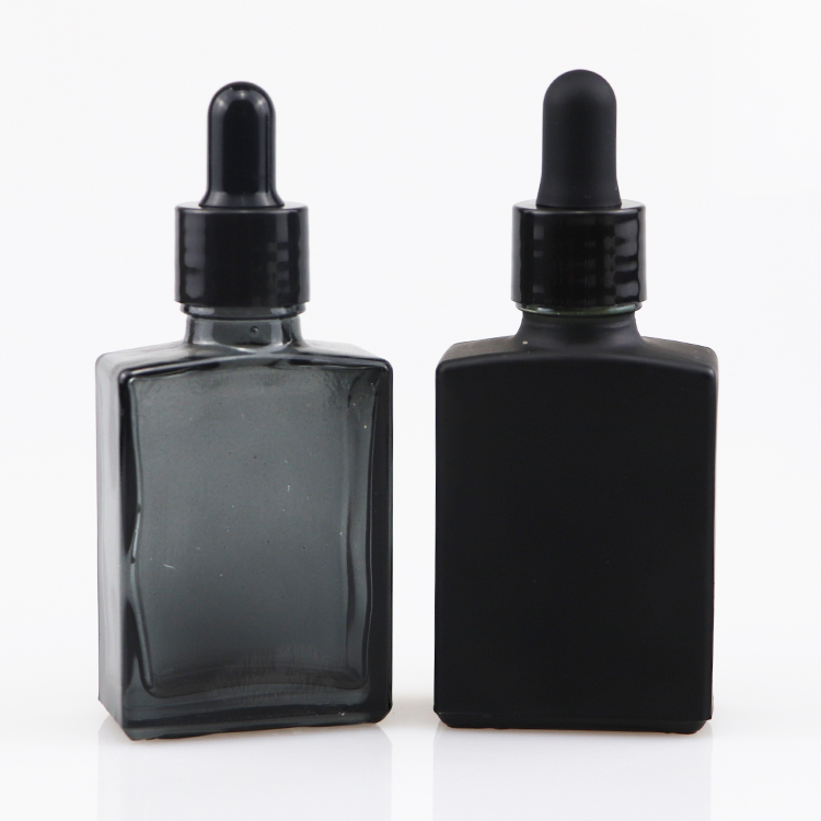cosmetic glass bottle frosted matte black beard oil bottle frost square glass bottles 30ml 1oz