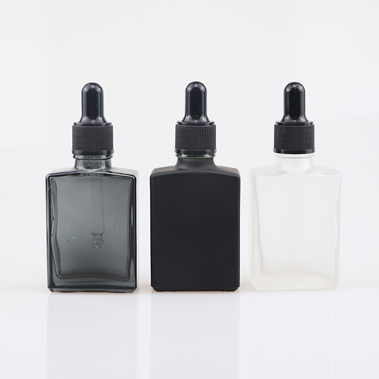 cosmetic glass bottle frosted matte black beard oil bottle frost square glass bottles 30ml 1oz