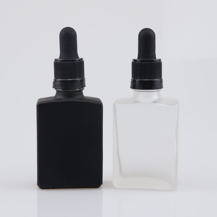 cosmetic glass bottle frosted matte black beard oil bottle frost square glass bottles 30ml 1oz