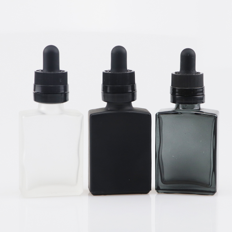 cosmetic glass bottle frosted matte black beard oil bottle frost square glass bottles 30ml 1oz