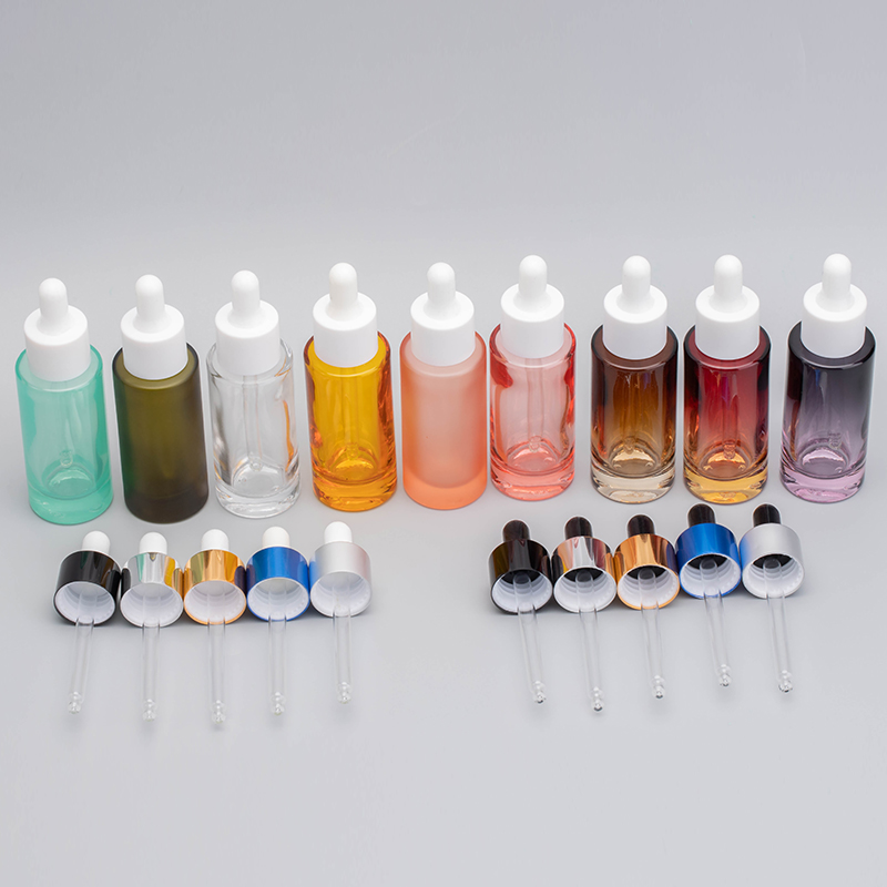 cosmetic glass frosted/amber/clear/pink dropper bottle 30ml Personal Care serum/essential oil bottles