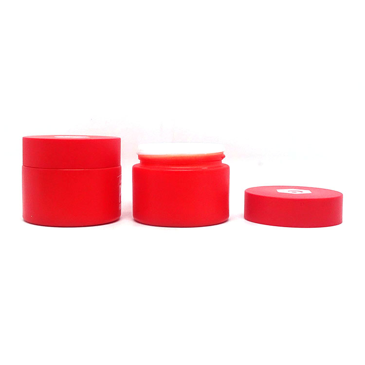 cosmetic jar packaging set facial scrub coloured red round porcelain glass cosmetic jars for Body Face cream