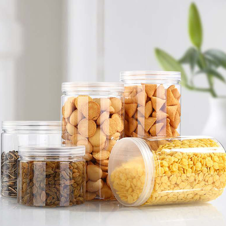cosmetic jars 300ml 400ml 500ml 800ml 1000ml aluminum Plastic Pet spice with lids cream jar in bulk cooki jar empty body scrub