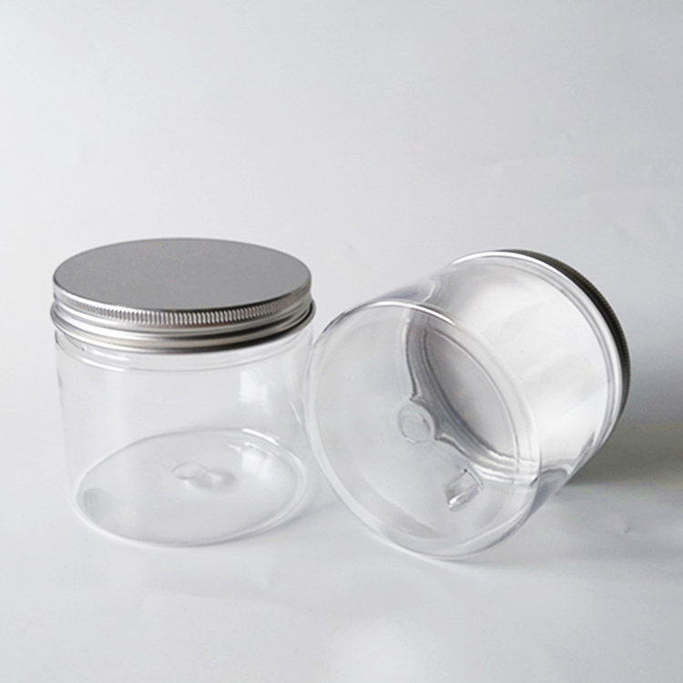 cosmetic jars 300ml 400ml 500ml 800ml 1000ml aluminum Plastic Pet spice with lids cream jar in bulk cooki jar empty body scrub