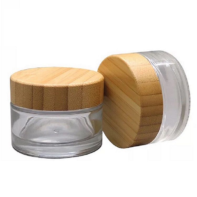 cosmetic jars with 3g 5g 15g 20g 30g 50g 100g 150g 200g cosmetic bamboo glass jar