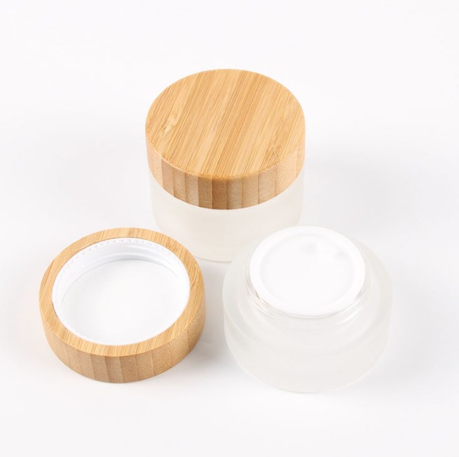 cosmetic jars with 5ml 15ml 30ml 50ml 100mlcosmetic bamboo glass jar