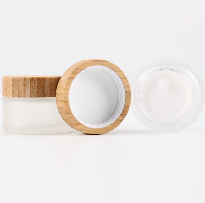 cosmetic jars with 5ml 15ml 30ml 50ml 100mlcosmetic bamboo glass jar