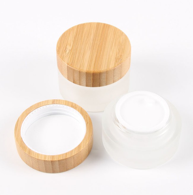 cosmetic jars with 5ml 15ml 30ml 50ml 100mlcosmetic bamboo glass jar