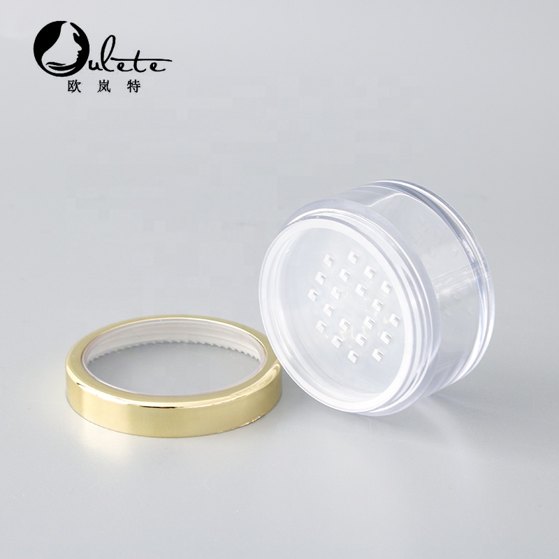 cosmetic loose powder jar 20g loose powder packaging sifter jars black silver lid