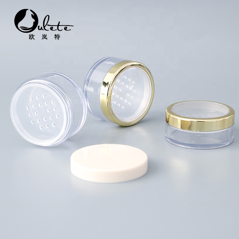 cosmetic loose powder jar 20g loose powder packaging sifter jars black silver lid