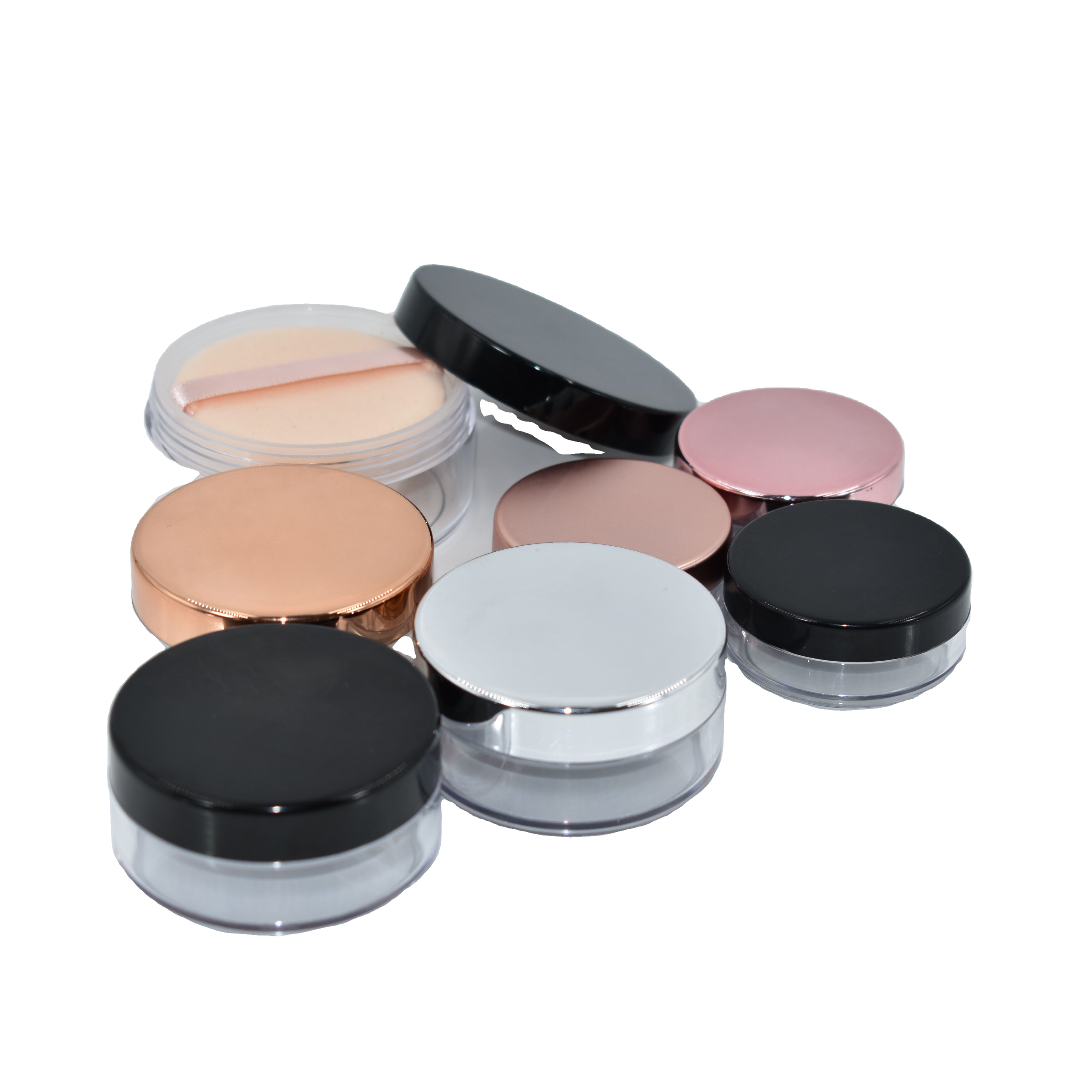 cosmetic loose powder jar 20g loose powder packaging sifter jars with gold pink black silver lid