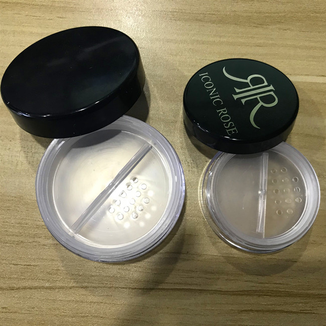 cosmetic loose powder sifter jar plastic loose powder jars 20g 10g rotating sifter loose powder jar/case