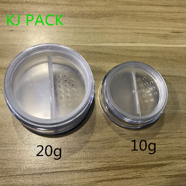 cosmetic loose powder sifter jar plastic loose powder jars 20g 10g rotating sifter loose powder jar/case