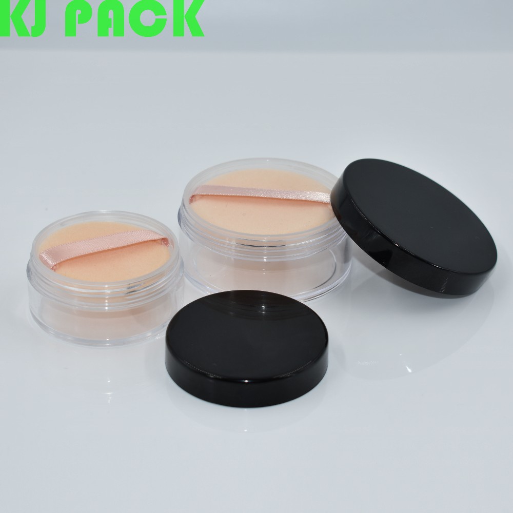 cosmetic loose powder sifter jar plastic loose powder jars 20g 10g rotating sifter loose powder jar/case