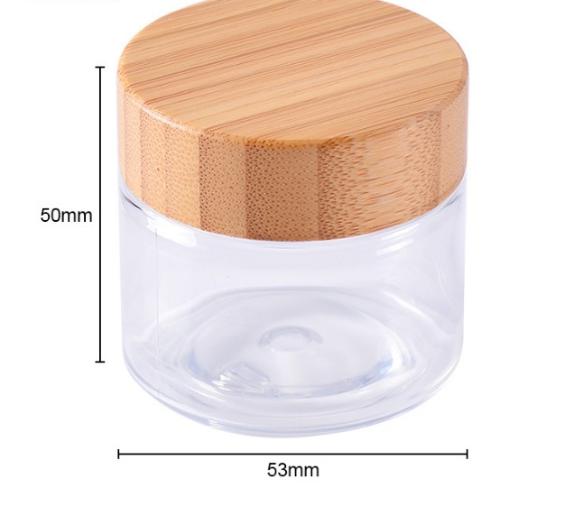 cosmetic luxury new trendy round shape wooden bamboo 10ml 20ml 50ml 80ml 100ml glass jar bamboo lid