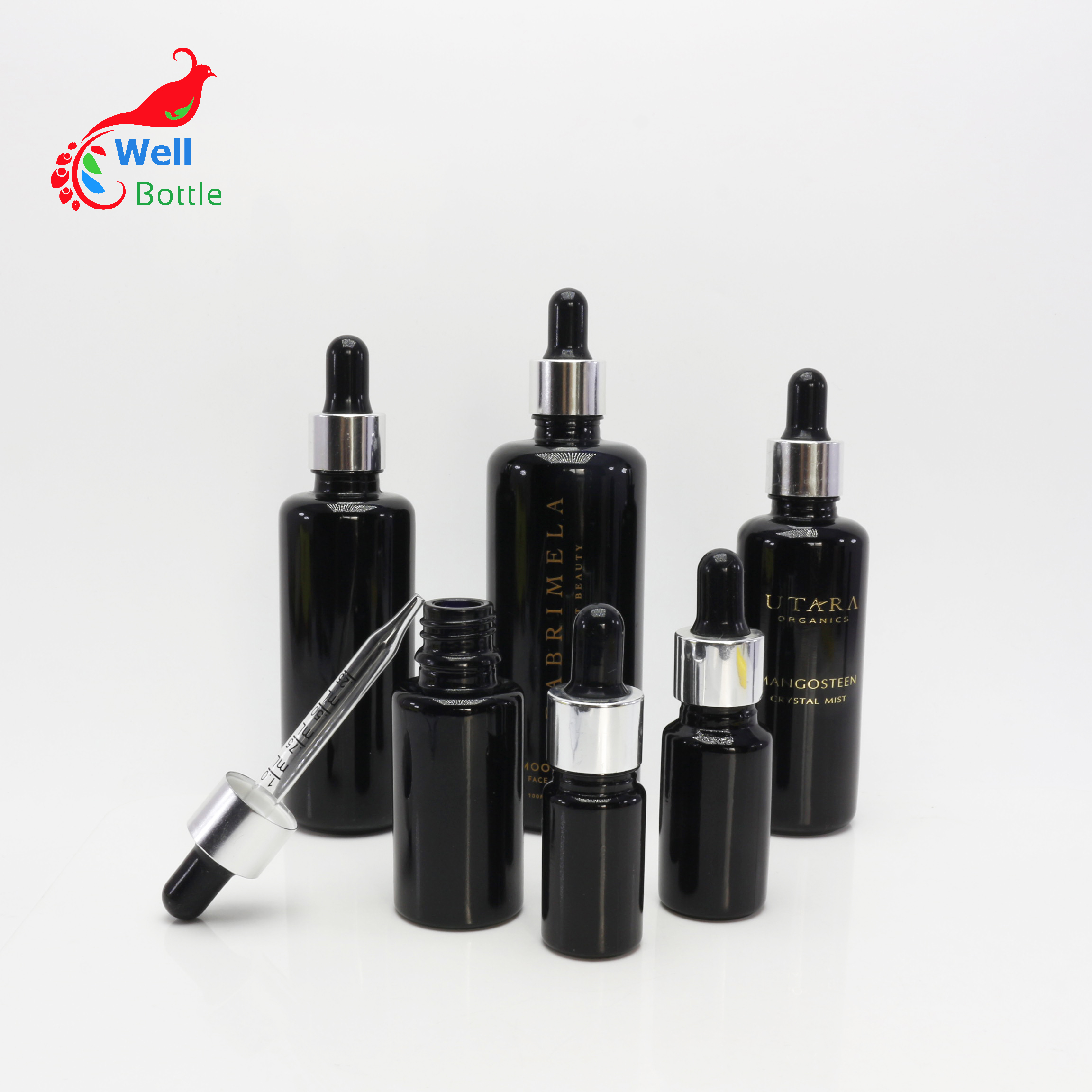 cosmetic oil bottle black uv violet glass dropper bottles 5 10 15 20 30 50 60 100 120 ml  DV265E