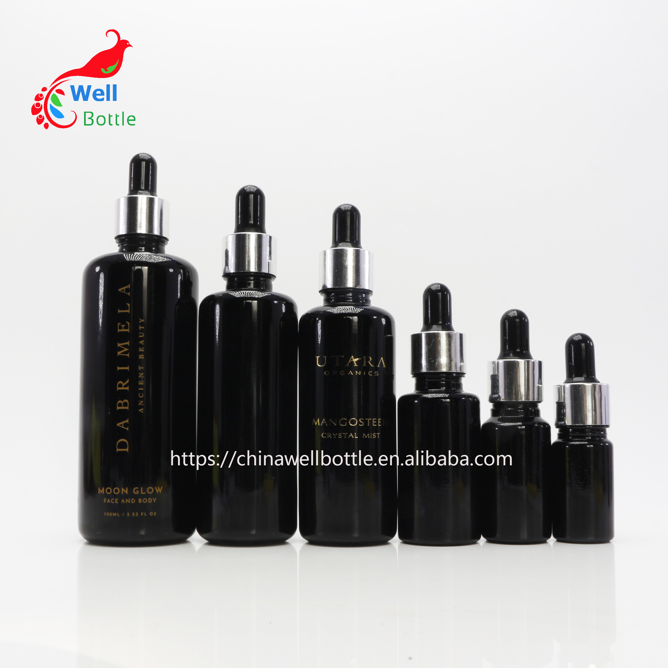 cosmetic oil bottle black uv violet glass dropper bottles 5 10 15 20 30 50 60 100 120 ml DV265E