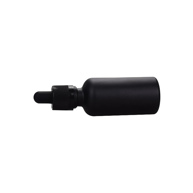 cosmetic oil packaging 5ml 10ml 15ml 20ml 30ml 50ml 100ml luxury frosted matte black CBD oil glass bottle with CRC dropper