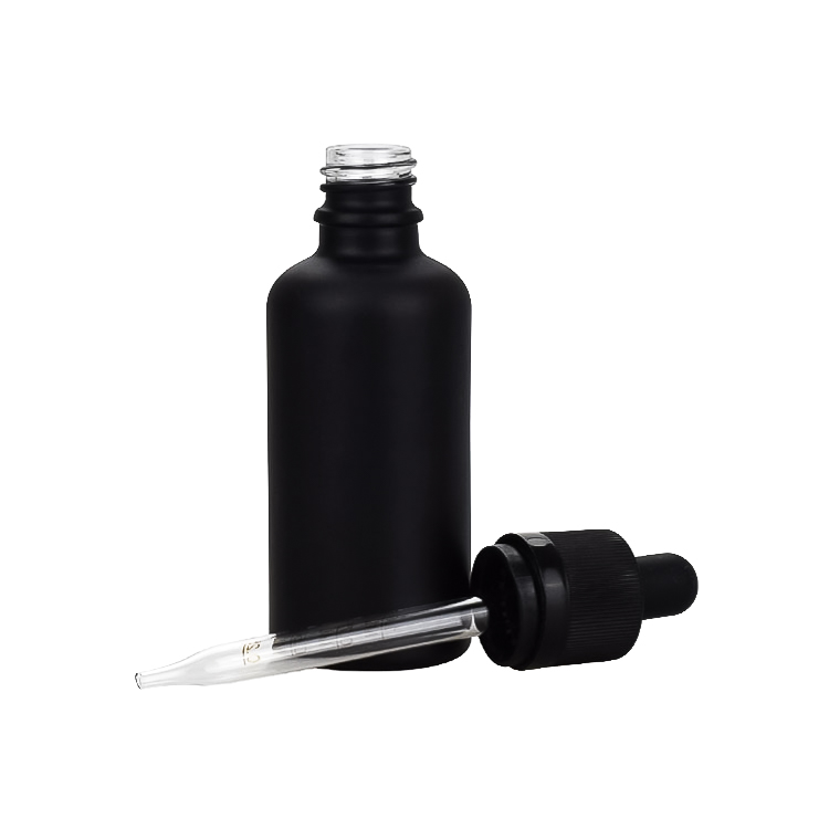 cosmetic oil packaging 5ml 10ml 15ml 20ml 30ml 50ml 100ml luxury frosted matte black CBD oil glass bottle with CRC dropper