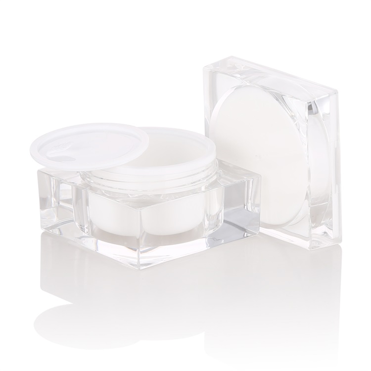 cosmetic package high transparent 15g 30g 50g acrylic cream pot jar with double wall lid
