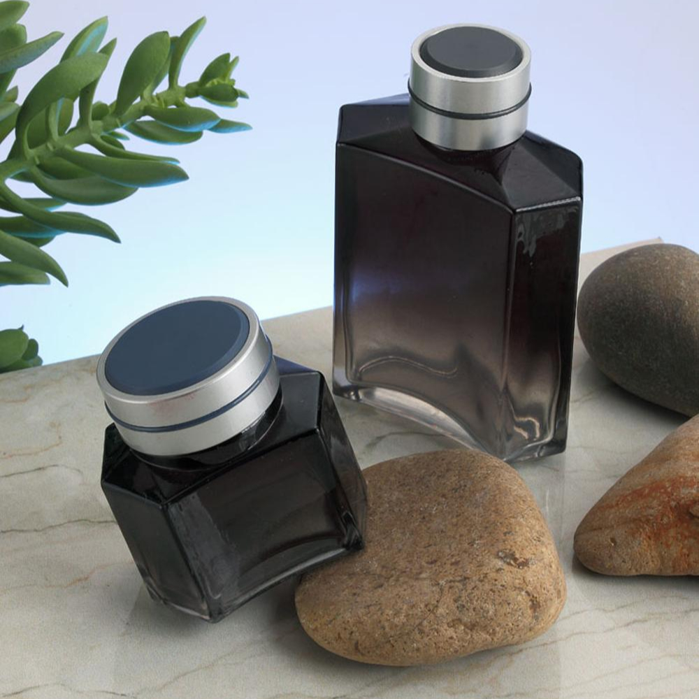 cosmetic package lotion bottle matte black glass bottle