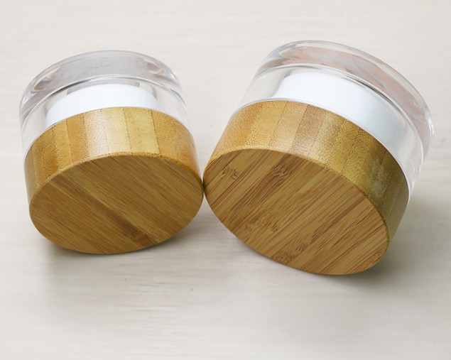 cosmetic package natural empty engrave logo 15g 30g 50g 100g bamboo cream jar aluminum inner with bamboo lid