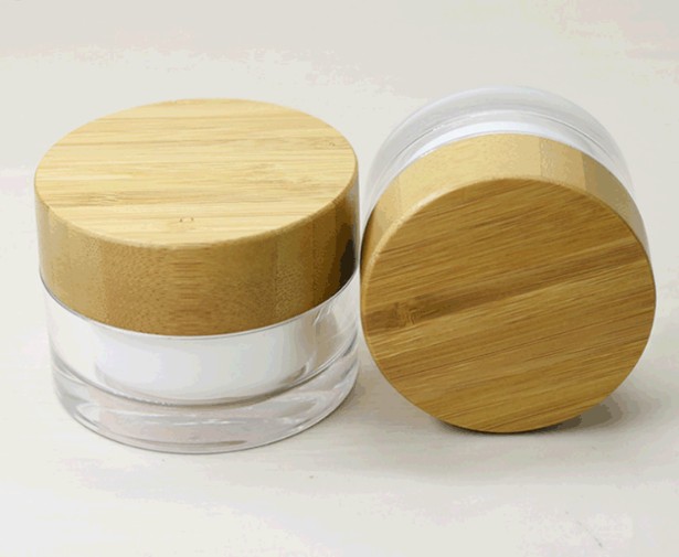cosmetic package natural empty engrave logo 15g 30g 50g 100g bamboo cream jar aluminum inner with bamboo lid