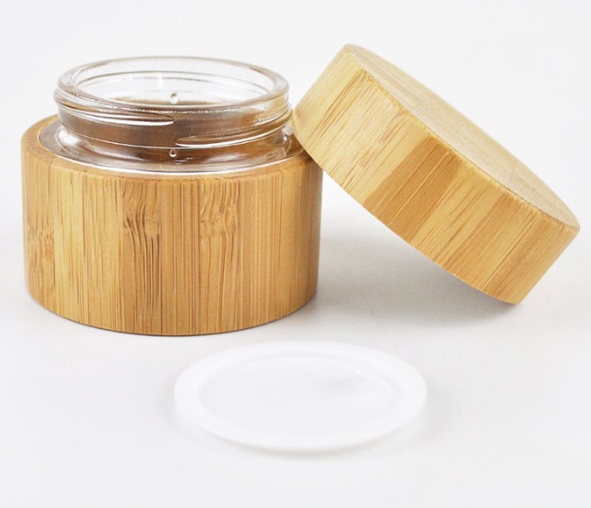 cosmetic package natural empty engrave logo10ml 20ml 50ml 100ml bamboo cream jar aluminum inner with bamboo lid