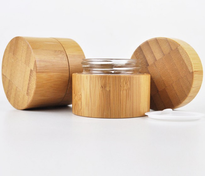 cosmetic package natural empty engrave logo10ml 20ml 50ml 100ml bamboo cream jar aluminum inner with bamboo lid