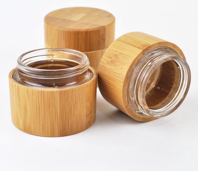 cosmetic package natural empty engrave logo10ml 20ml 50ml 100ml bamboo cream jar aluminum inner with bamboo lid