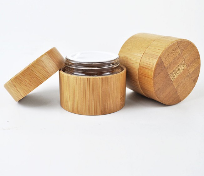 cosmetic package natural empty engrave logo10ml 20ml 50ml 100ml bamboo cream jar aluminum inner with bamboo lid