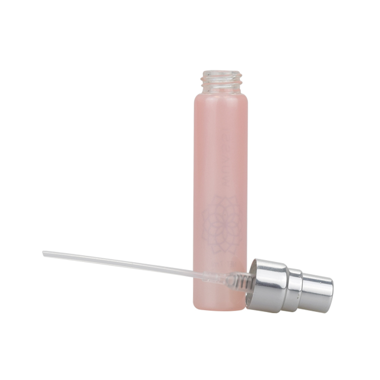 cosmetic package travel size 3ml 5ml 6ml 7ml 8ml 10ml pink glass eye serum sprayer bottle with silver aluminum lid