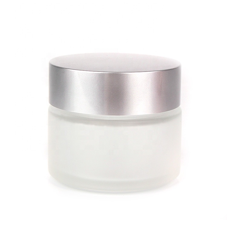cosmetic packaging 100ml frosted glass cosmetic cream jar with sliver lid