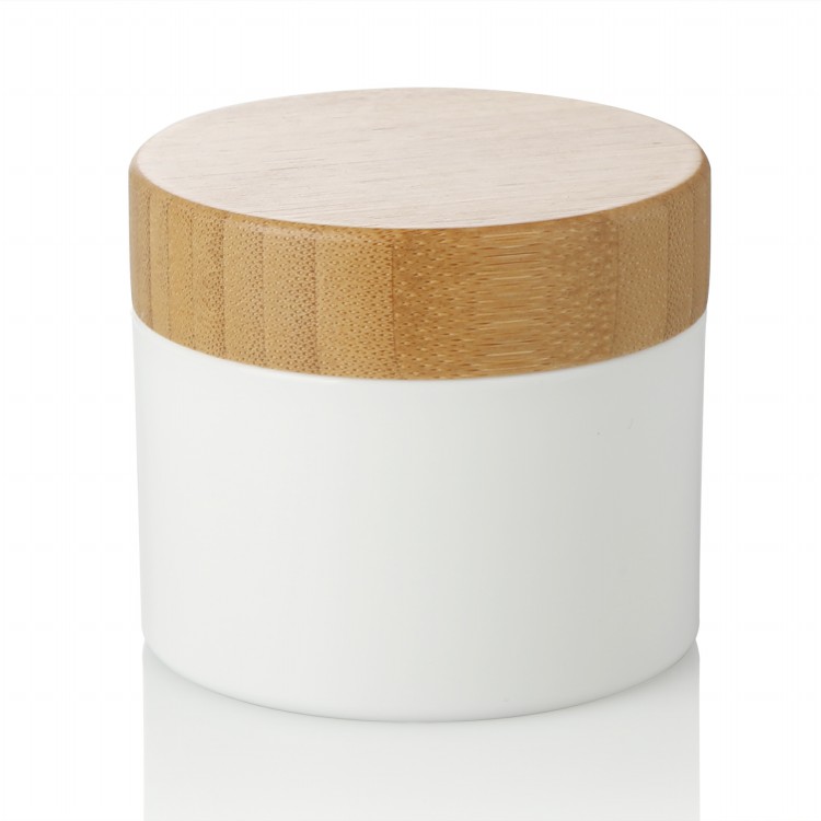 cosmetic packaging 15g 20g 50g 150g white pp jar bamboo lid wholesale for cream salm butter