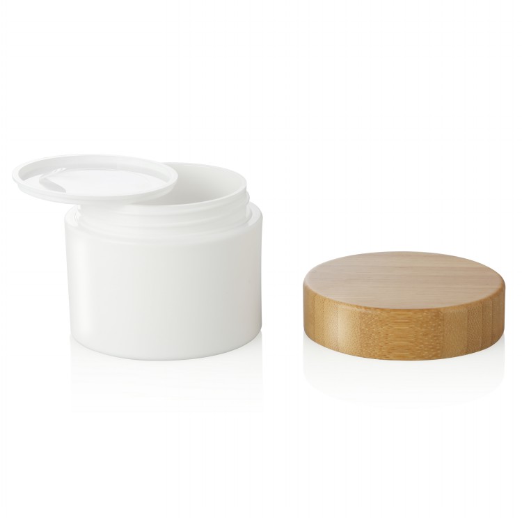 cosmetic packaging 15g 20g 50g 150g white pp jar bamboo lid wholesale for cream salm butter