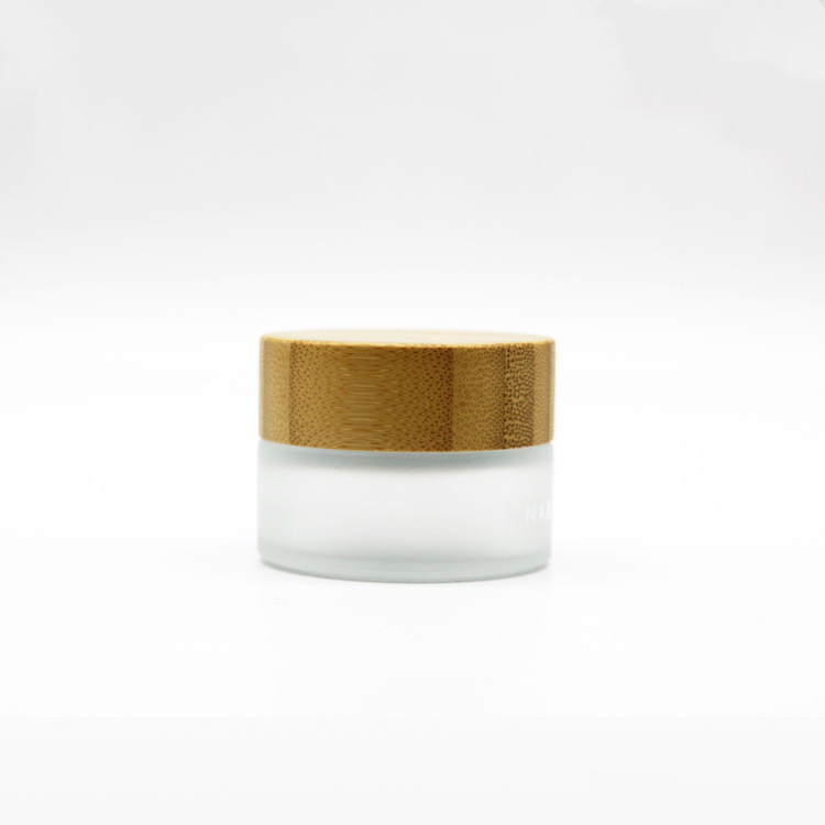 cosmetic packaging 15g 30g 50g 100g frosted glass cream cosmetic jar with bamboo cap
