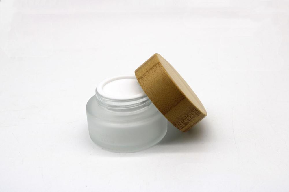 cosmetic packaging 15g 30g 50g 100g frosted glass cream cosmetic jar with bamboo cap