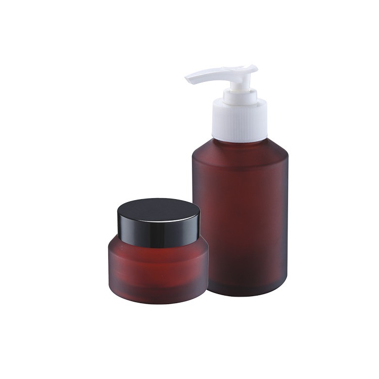 cosmetic packaging 15ml 30ml 50ml 60ml 100ml amber frosted glass lotion toner bottle glass cream jar for skin and hair lotion