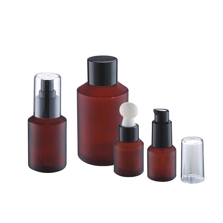 cosmetic packaging 15ml 30ml 50ml 60ml 100ml amber frosted glass lotion toner bottle glass cream jar for skin and hair lotion