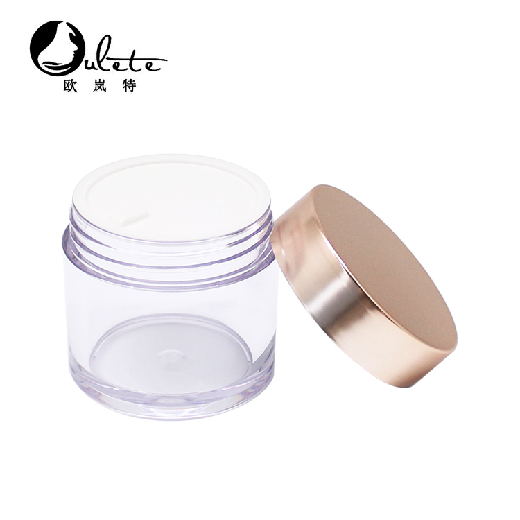 cosmetic packaging 15ml 30ml 50ml 80ml 100ml 150ml clear plastic jar pet jar with gold plastic cap