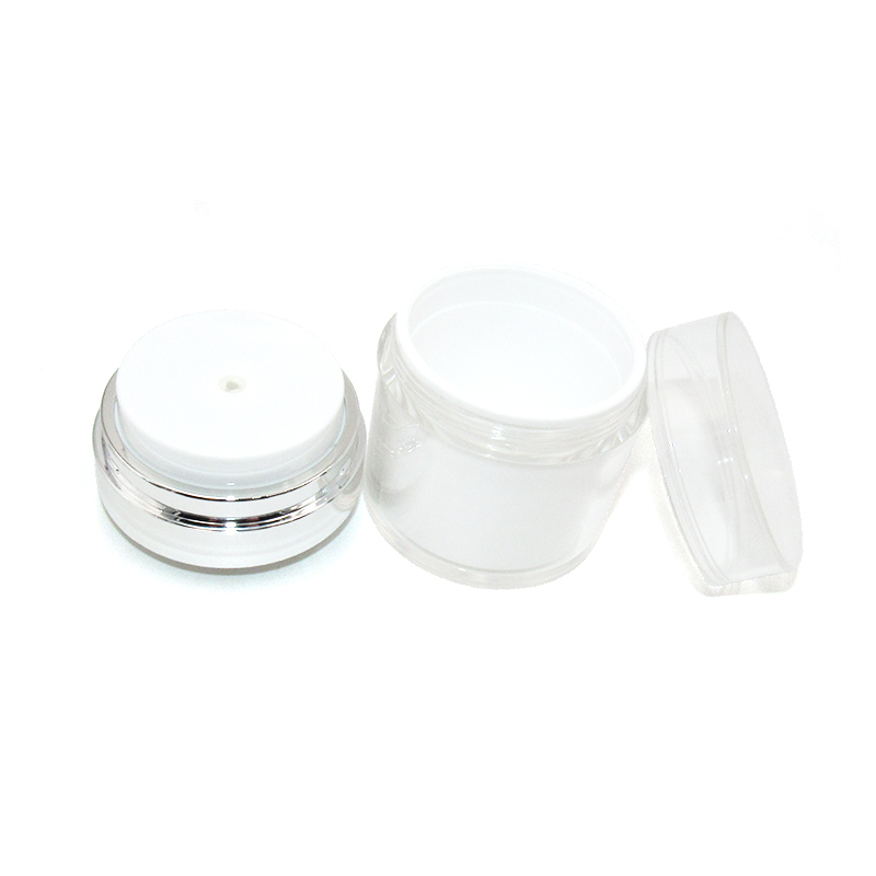 cosmetic packaging 15ml 30ml 50ml silver white airless pump cream jar lotion containers