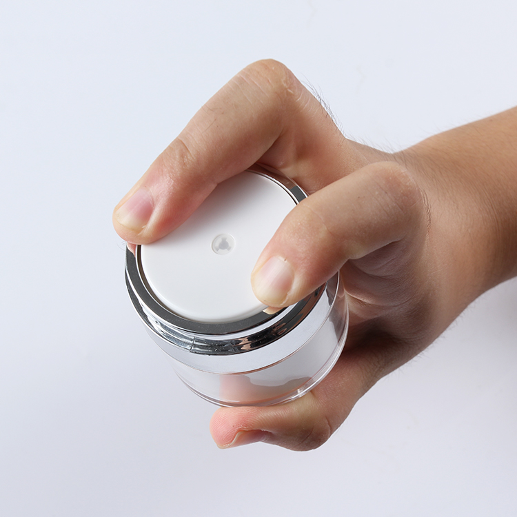 cosmetic packaging 15ml 30ml 50ml silver white airless pump cream jar lotion containers
