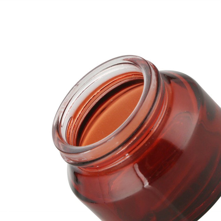 cosmetic packaging 15ml 30ml 50ml slant shoulder red cream balm salve glass jar black aluminum lid
